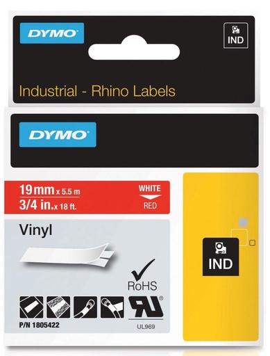 [1407539] Ruban vinyle noir/orange 19MM x 5,5M pour rhinopro