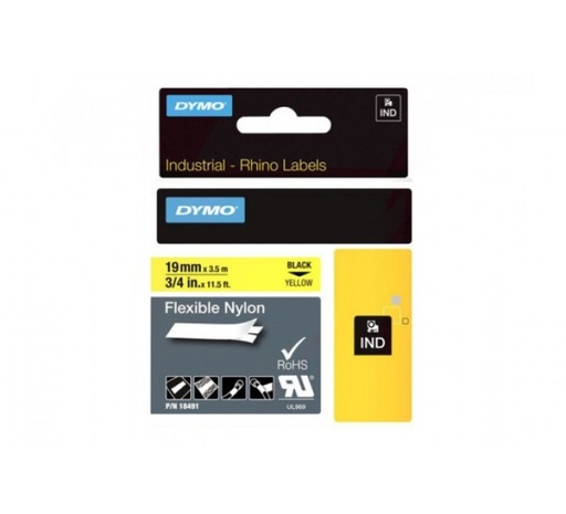 [1407550] Ruban étiquette Dymo - Nylon Jaune 19 mm