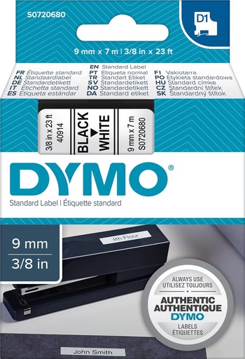 [1407581] DYMO Ruban D1 - 9 mm noir sur blanc