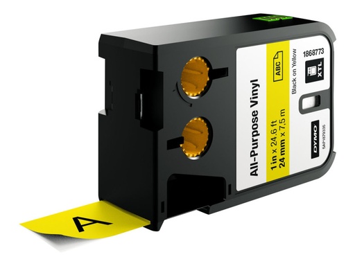 [1407605] RUBAN VINYLE NOIR SUR JAUNE 24MM POUR DYMO XTL