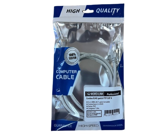 [1203119]  Cordon  blinde RJ45 CAT.6 FTP   1,00m  