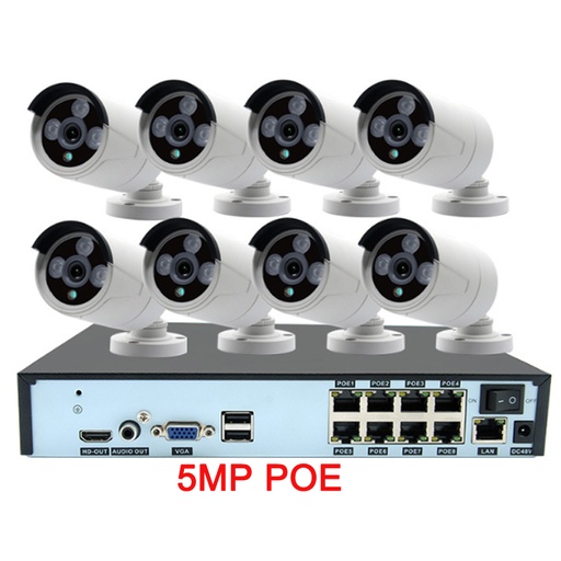 [1901701] CAMERA POE 8CH 5 MEGAPIXELS NVR SYSTEME DE SECURITE A DOMICILE