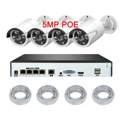 [1901705] CAMERA  4CH 5MP 3MP CAMERA IP DE SURVEILLANCE VIDEO DE HAUTE QUALITE POE NVR KITS 