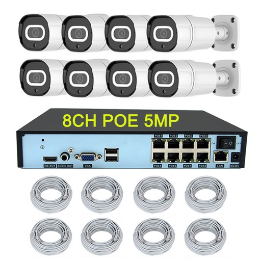 [1901710] CAMERA  8CH NVR AVEC 4 CAMERAS 8MP DOME ETANCHE ANTI-VANDALISME 4K POE 