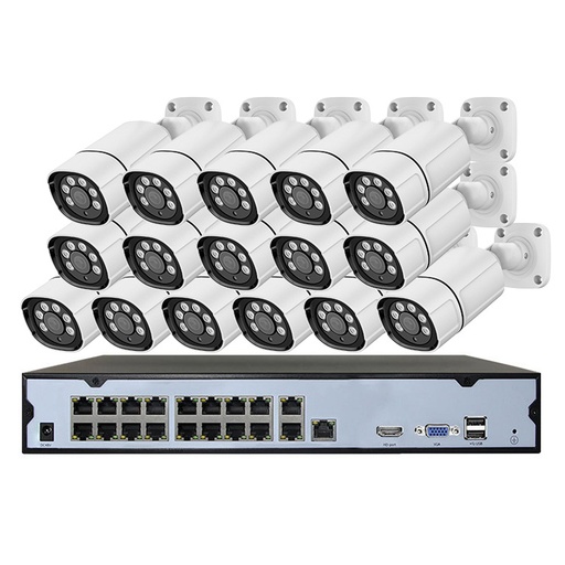 [1901714] CAMERA  1080P BULLET ETANCHE EXTERIEUR IP POE NVR KIT 16 CANAUX