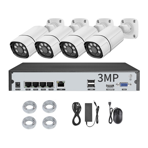 [1901715] CAMERA  3MP CCTV P2P 4 CANAUX XMEYE NVR POE IP 