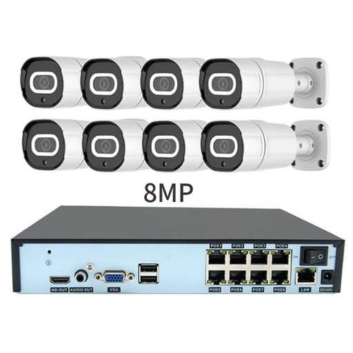 [1901717] CAMERA 8 CANAUX POE NVR KIT ENREGISTREUR  8MP 4K