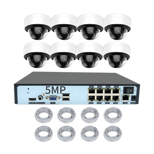 [1901723] CAMERA IP DE SYSTEME DE VIDEOSURVEILLANCE DOME INTERIEUR POE NVR 4CH 5MP AVEC MICROPHONES POE