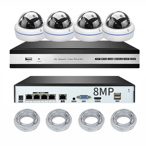 [1901726] CAMERA  SURVEILLANCE A DOMICILE DOME EN METAL 8MP POE NVR CCTV DVR 4K