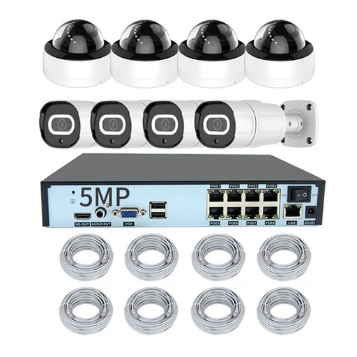 [1901729] CAMERA  CCTV CABLE PROFESSIONNEL BRICOLAGE 5MP 8 SYSTEME DE SECURITE DE MAISON 