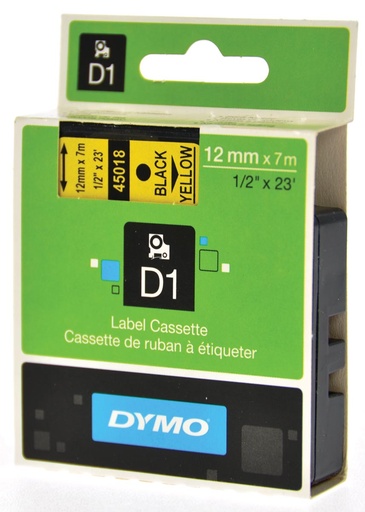 [1407527] DYMO Ruban D1 - 12 mm noir sur jaune