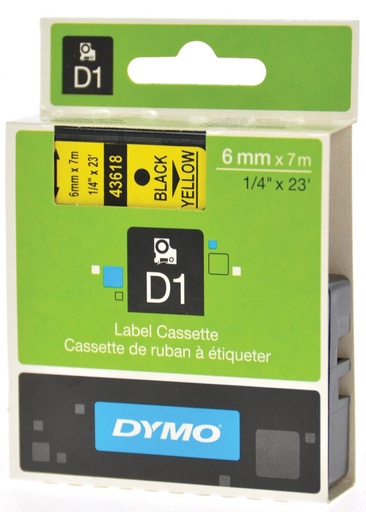 [1407544] DYMO Ruban D1 - 19 mm noir sur jaune