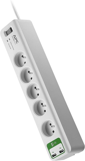 [1408010] APC Essential SurgeArrest 5 prises avec 2 ports de charge USB, 5 V, 2,4 A, 230 V
