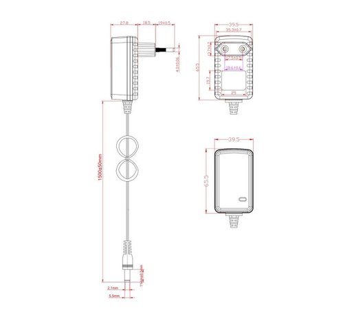 [1835002] Bloc d'alimentation 12 V 2 A - Jack 5,5 x 2,1 mm