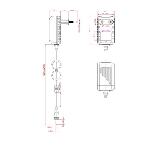 [1835004] Bloc d'alimentation 5 V 2 A - Jack 3,5 x 1,35 mm