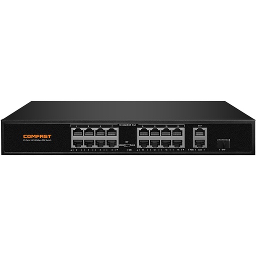 [1101431] Comfast – commutateur POE intelligent, 19 Ports, CF-SF1162P M/Giga, haute vitesse, 2 x Gigabit RJ45 IEEE 100. 3af/at,