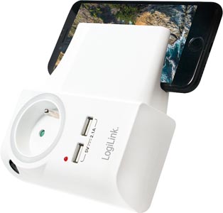 [1840019] Chargeur 4 en 1, 2 ports USB avec support téléphone - PA0166