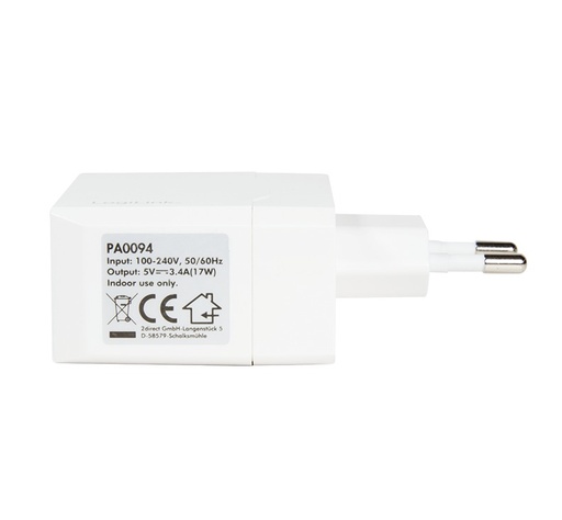 [1840023] Adaptateur Secteur USB 1 port 2,1A + 1 port 1A - PA0094