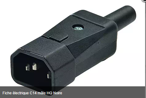 [1840039] Fiche électrique C14 mâle HQ Noire