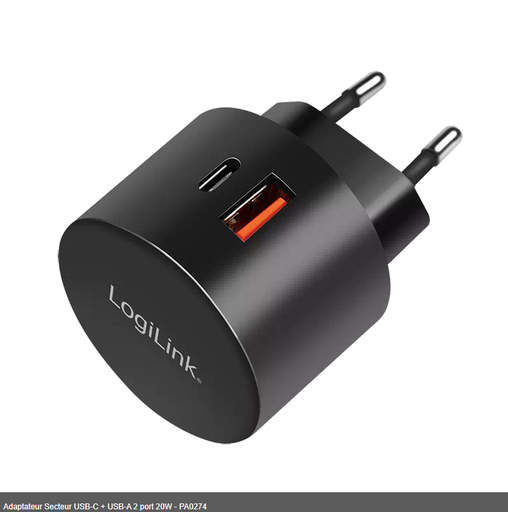[1101552] Adaptateur Secteur USB-C + USB-A 2 port 20W - PA0274