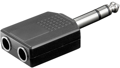 [1101672] Doubleur Jack 6.35 Stéréo M/F/F  Permet de dédoubler un port jack 6.35mm stéréo. Un connecteur mâle vers deux connecteurs femelle. Version monobloc.
