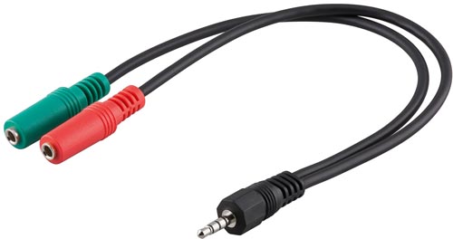 [1101676] Adaptateur Jack 3,5mm 4 points M vers 2 Jack 3,5mm 3 points F st