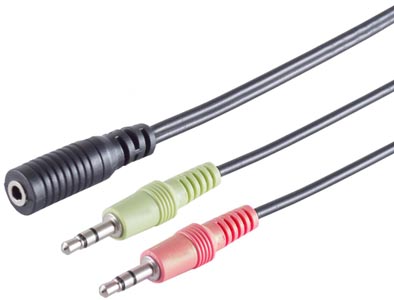 [1101683] Adaptateur Jack 3,5mm 4 points F vers 2 Jack 3,5mm 3 points M st