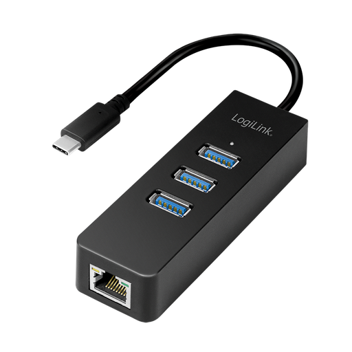 [1101800] Convertisseur USB-C 3.1 / RJ45 Gigabit + Hub 3 ports USB3.0 - UA0283