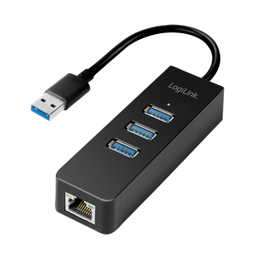 [1101801] Convertisseur USB3.0 / RJ45 Gigabit + Hub 3 ports USB3.0 - UA0173A