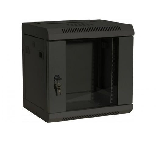 [1500070] Coffret Réseau - 10'' - 6U - H350xL310xP300 - Noir - Monté - Porte Verre