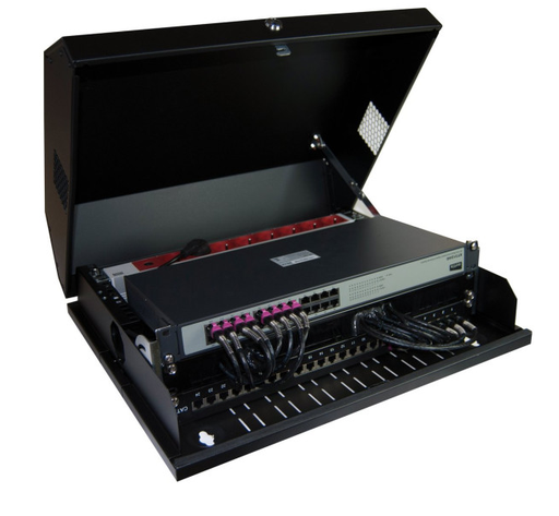 [1500570] Coffret Réseau Slim - 19'' - 3U - 5U - H475xL537xP146 - Noir - Monté - Porte Verre