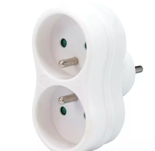 [1850001] Multiprise monobloc 2 prises 2P+T - Blanc