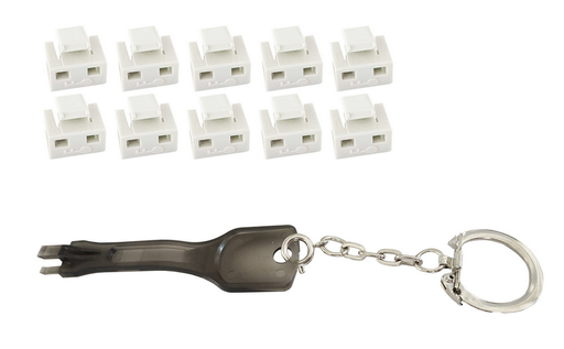 [1851100] Kit de 10 verrouillages RJ45 + 1 clé - Blanc