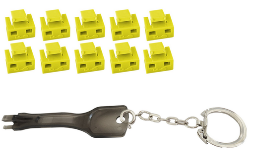 [1851103] Kit de 10 verrouillages RJ45 + 1 clé - Jaune