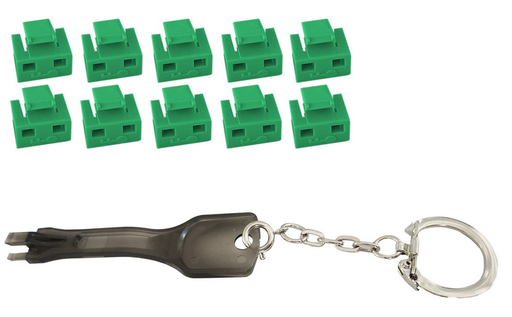 [1851104] Kit de 10 verrouillages RJ45 + 1 clé - Vert