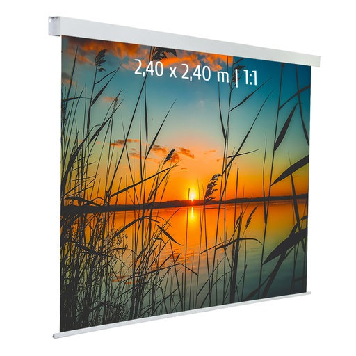 [1904201] Ecran de projection motorisé 2,40 x 2,40m - Format 1:1 - Toile blanche